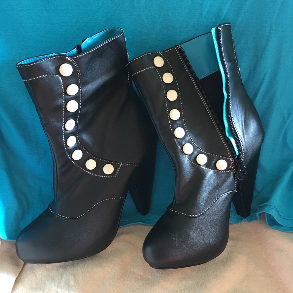 TUK Zip Up Black Heels